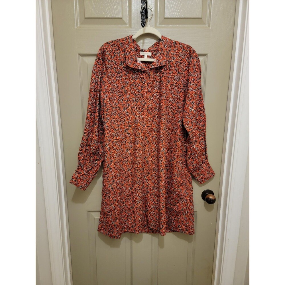 Ann Mashburn Liberty Floral Popover Dress Womens Red Multi Anaya Size LARGE